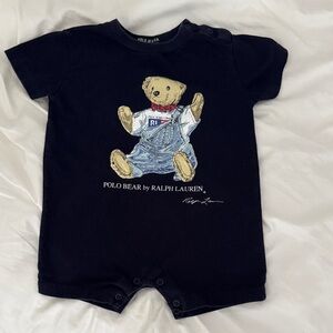 Ralph Lauren Black Romper with Polo Bear